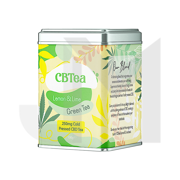 CBTea 250mg Cold Pressed Full Spectrum CBD Lemon & Lime Green Tea - 100g