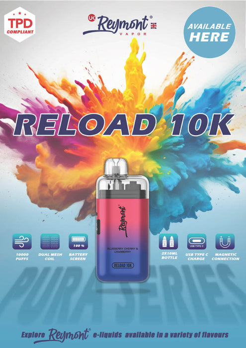 FREE Reymont Pura Reload 10K Pod Vape A3 Promotional Poster - For Your Business!