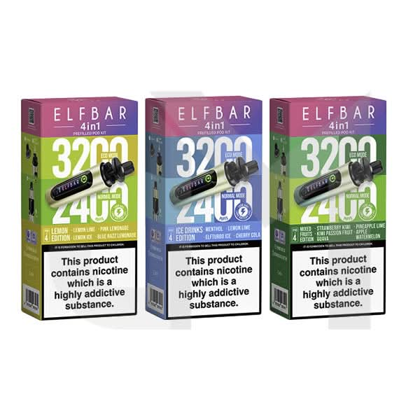 20mg Elf Bar 4 in 1  Pod Vape Kit 3200 Puffs