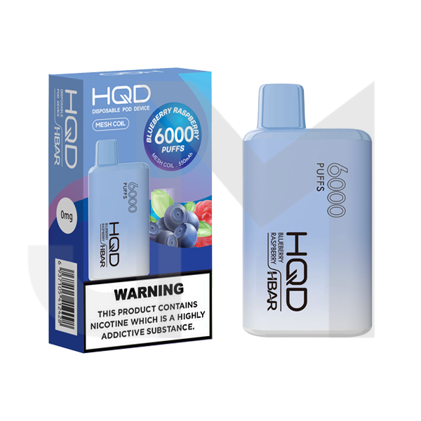 0mg HQD HBAR Disposable Vape Device 6000 Puffs