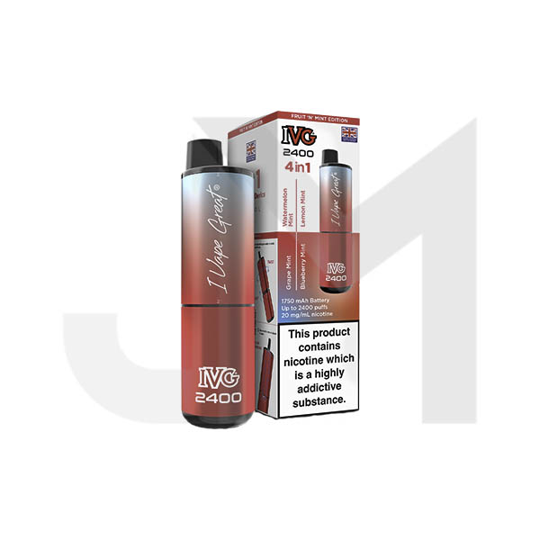 20mg IVG 2400 4 in 1 Multi Edition Rechargeable Pod Vape Kit 2400 Puffs
