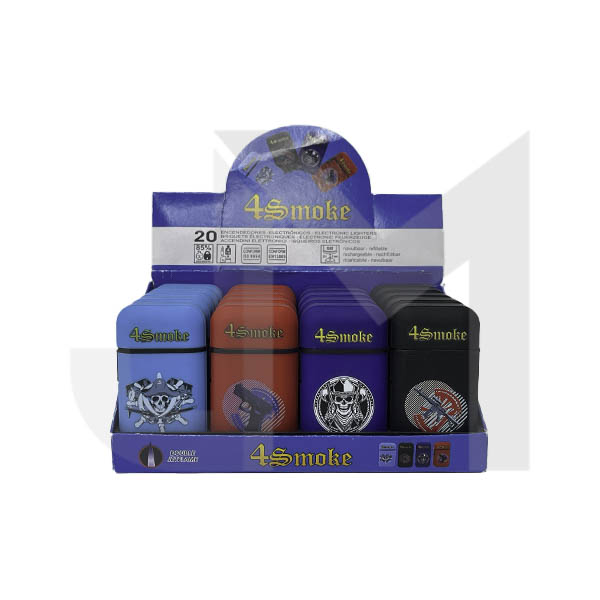 20 x 4smoke Dual Jet Guns & Skulls Design Electronic Refillable Lighters - DH750-02