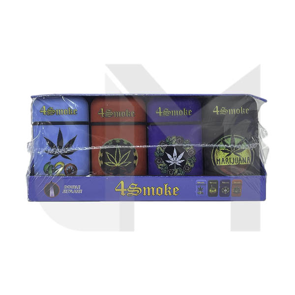 20 x 4smoke Dual Jet Leaf Design Electronic Refillable Lighters - DH750-01