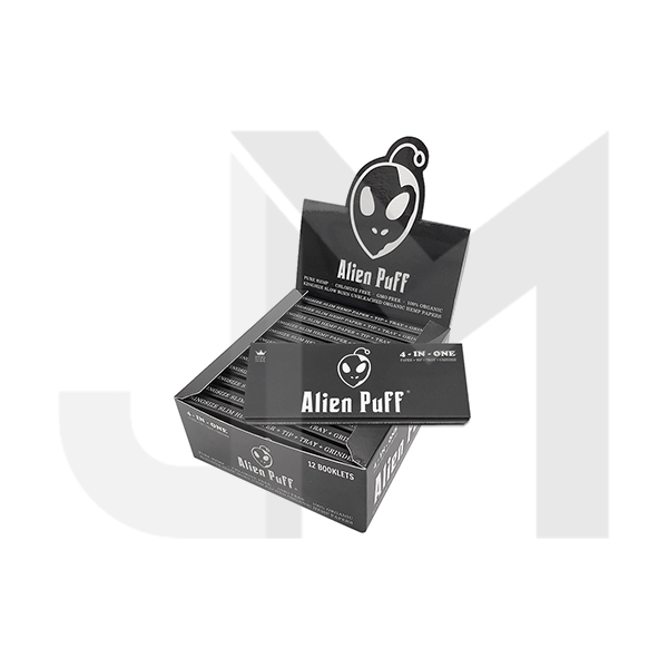 Alien Puff 4-in-1 Kingsize Brown Papers, Filter Tips, Rolling Tray & Grinder 12 Booklets (HP2401-AP)