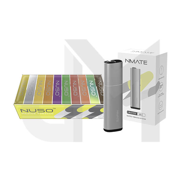 NUSO Heated Tobacco Sticks Starter Kit Pack - 4x tobacco, 6x fruity Packs & Nmate Device