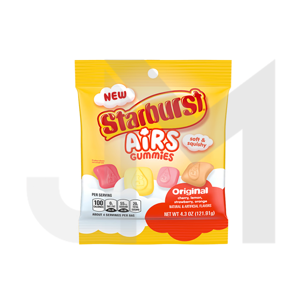 USA Starburst Air Gummies Original Share Bag - 122g- Past Best Before date