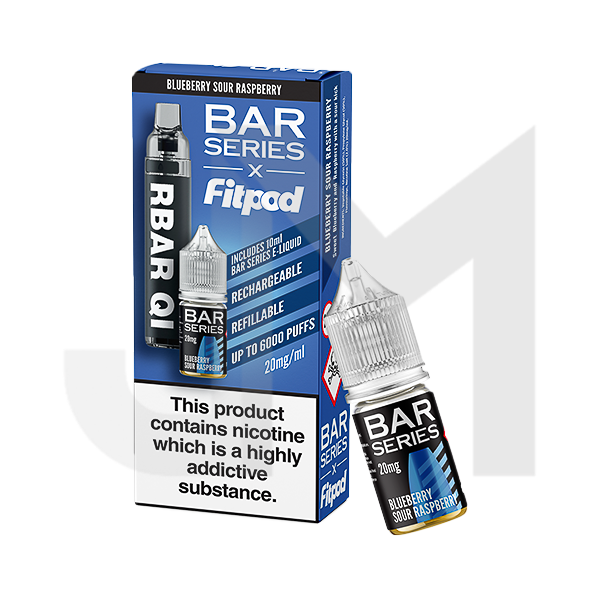 20mg Bar Series x Fitpod RBAR QI Refillable Disposable Vape & 10ml Nic Salt - 6000 Puffs (Buy 1 Get 1 Free)