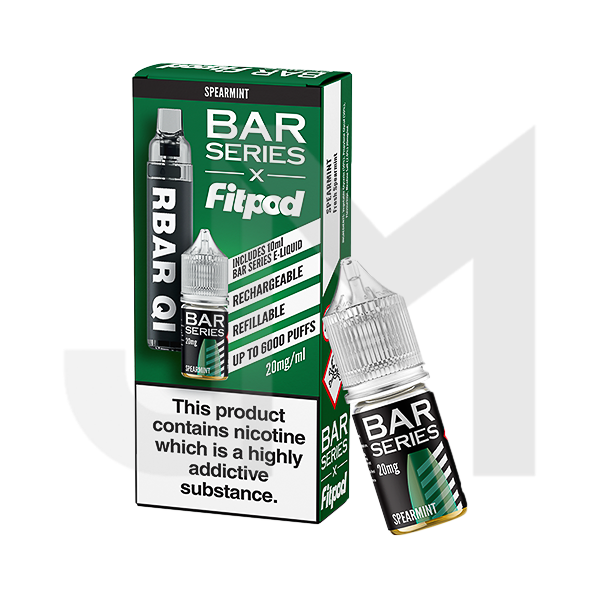 20mg Bar Series x Fitpod RBAR QI Refillable Disposable Vape & 10ml Nic Salt - 6000 Puffs (Buy 1 Get 1 Free)