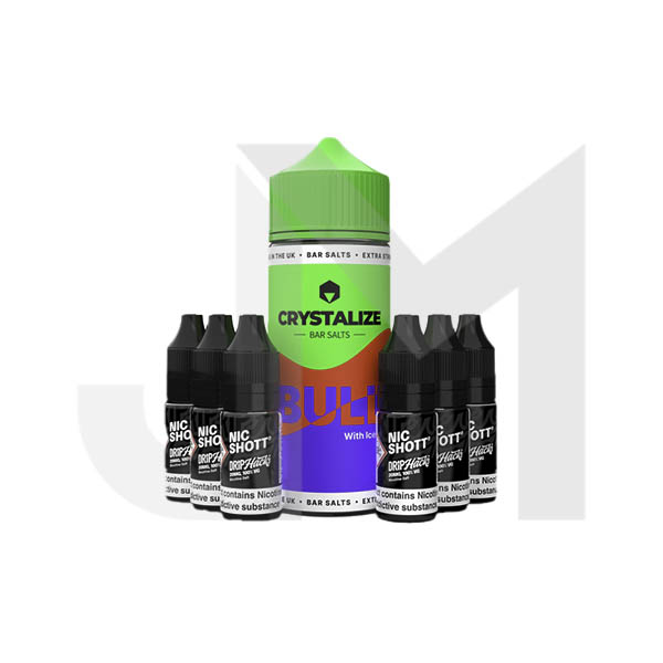 0mg Crystalize Bar Salts 120ml Longfill (50VG/50PG) + 6x Free 20mg Nicotine Shots 10ml