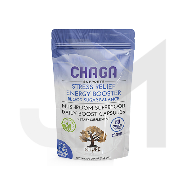 NTURE 2000mg  Chaga Mushroom Capsules - 60 Caps