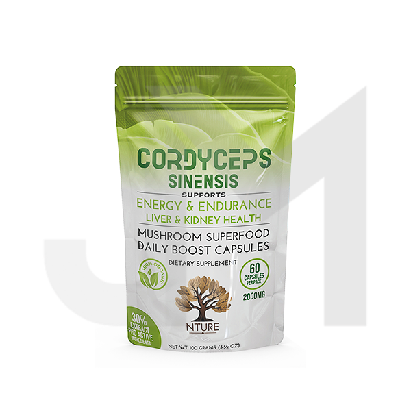 NTURE 2000mg  Cordyceps Sinensis Mushroom Capsules - 60 Caps