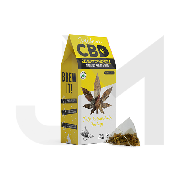 Equilibrium CBD 48mg Full Spectrum Chamomile Tea Bags  Box of 12 (BUY 2 GET 1 FREE)