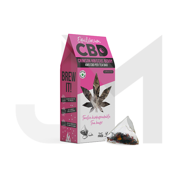 Equilibrium CBD Full Spectrum Crimson Hibiscus Berry Tea Bags Box of 12