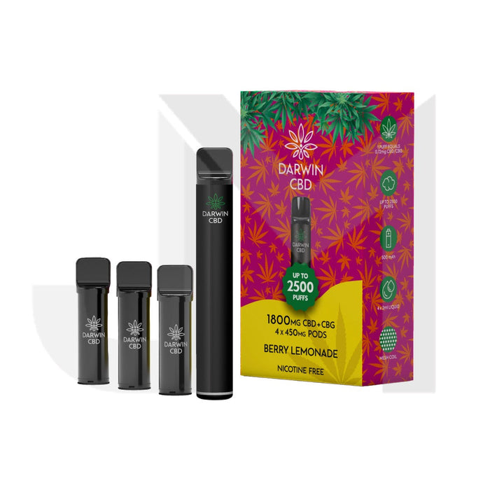 1800mg Darwin CBD + CBG 4 in 1 Pod Vape Kit 2500 Puffs