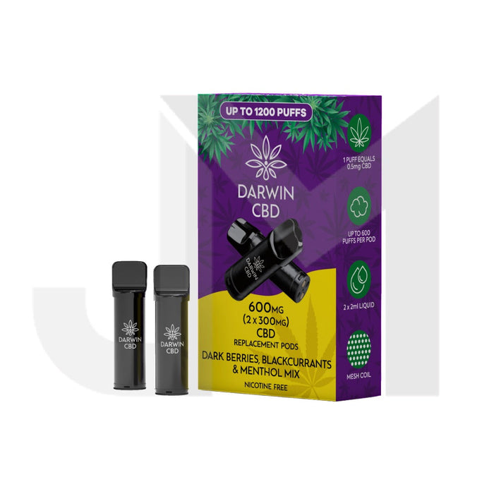 600mg Darwin CBD Prefilled Replacement Pods 1200 Puffs - 2 Pcs