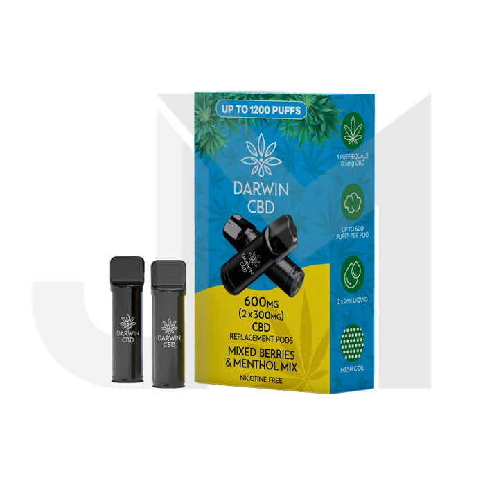 600mg Darwin CBD Prefilled Replacement Pods 1200 Puffs - 2 Pcs