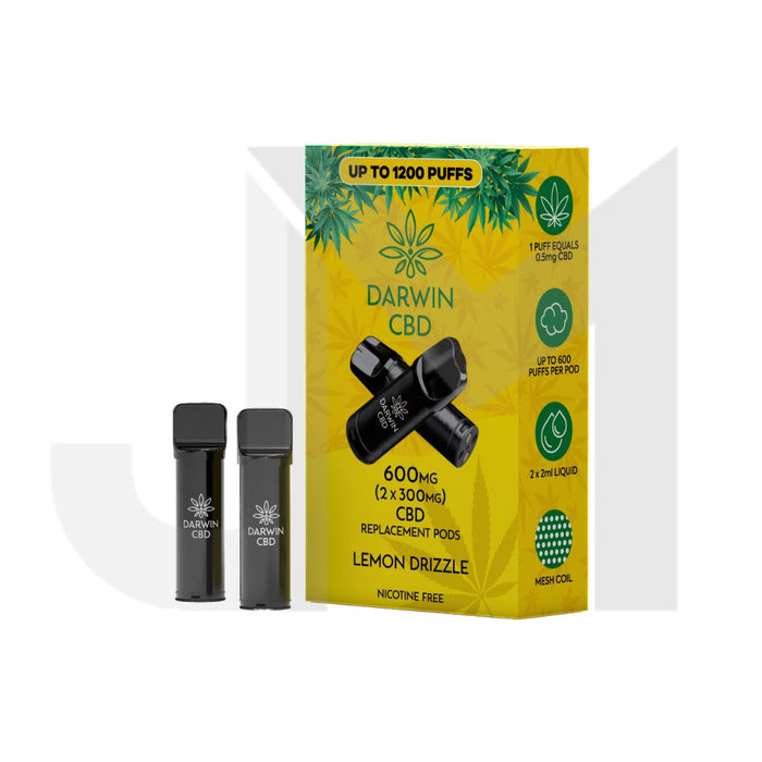 600mg Darwin CBD Prefilled Replacement Pods 1200 Puffs - 2 Pcs