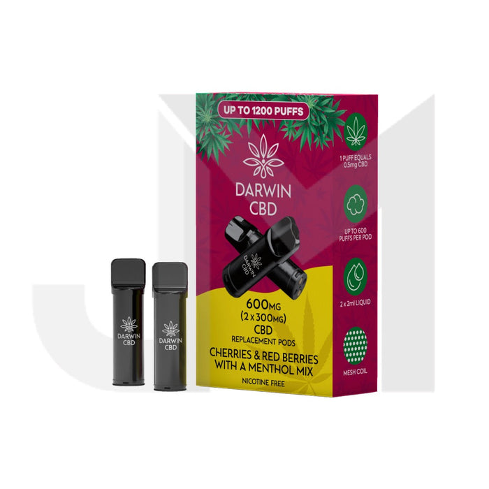 600mg Darwin CBD Prefilled Replacement Pods 1200 Puffs - 2 Pcs