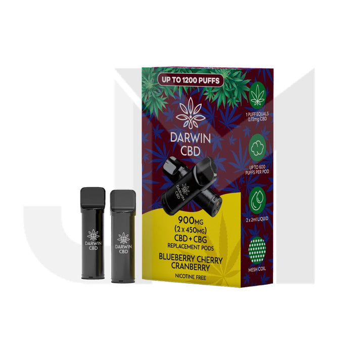 900mg Darwin CBD Prefilled Replacement Pods 1200 Puffs - 2 Pcs