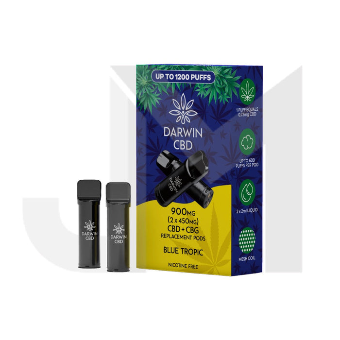 900mg Darwin CBD Prefilled Replacement Pods 1200 Puffs - 2 Pcs