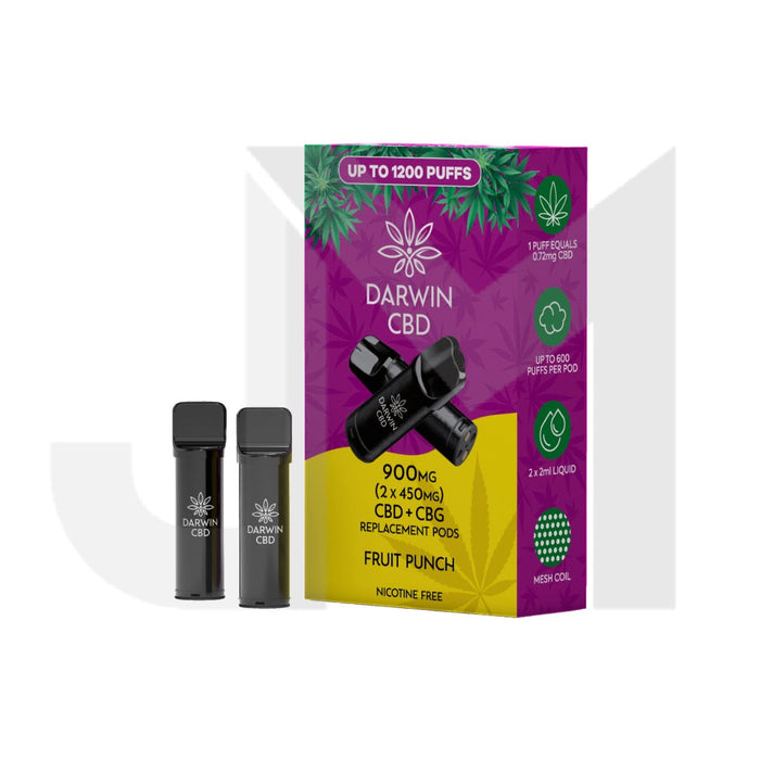 900mg Darwin CBD Prefilled Replacement Pods 1200 Puffs - 2 Pcs