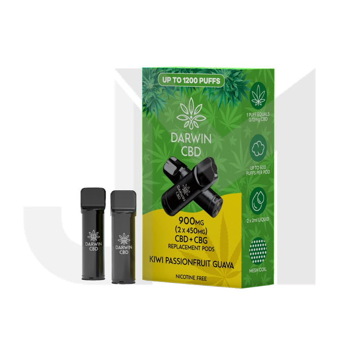 900mg Darwin CBD Prefilled Replacement Pods 1200 Puffs - 2 Pcs