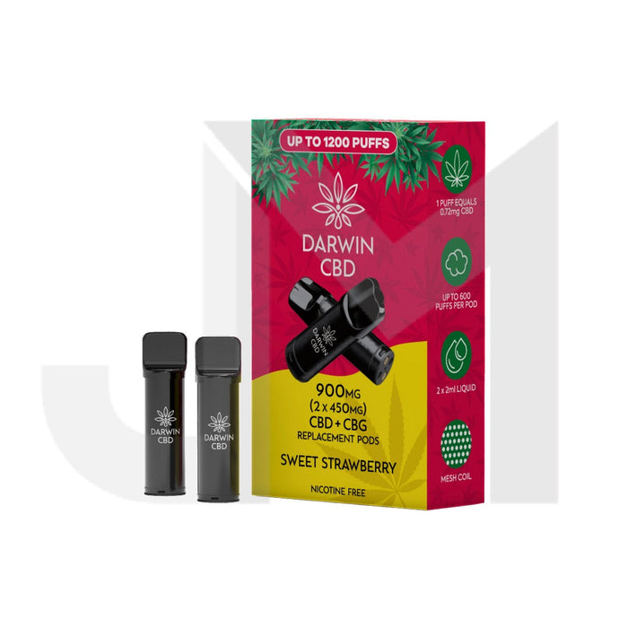 900mg Darwin CBD Prefilled Replacement Pods 1200 Puffs - 2 Pcs