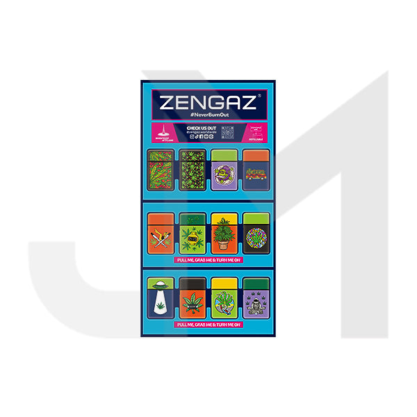 Zengaz Cube ZL-30 Chip Set (UK-S3) - Jet Flame Lighters Bundle + 48 Lighters with Cube display stand