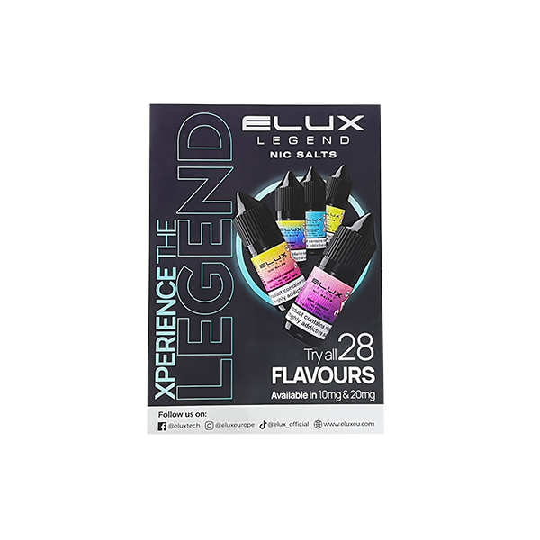 FREE Elux Legend Nic Salts A2 Promotional Poster - For Your Business! 2 Per Customer