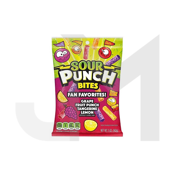USA Sour Punch Bites Fan Favourites Share Bags - 142g - Past Best Before date
