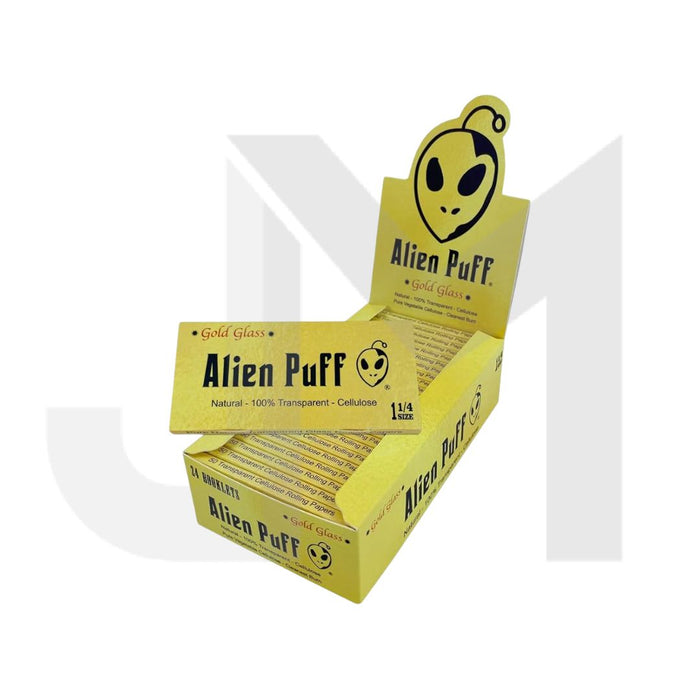 Alien Puff 1.25 Size Transparent Glass Papers Pack 24 Booklets (HP126)