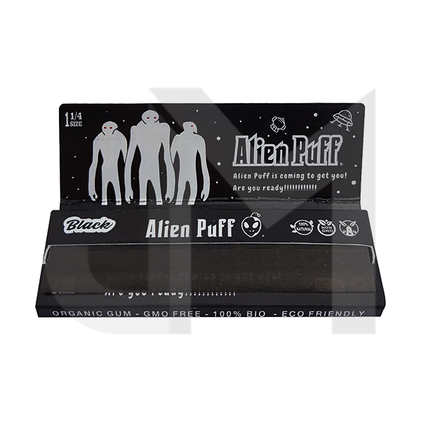Alien Puff 1 1/4 Size Black Rolling Papers 25 Booklets (HP2125) Alien Puff 1 1/4 Size Black Rolling Papers 25 Booklets (HP2125)