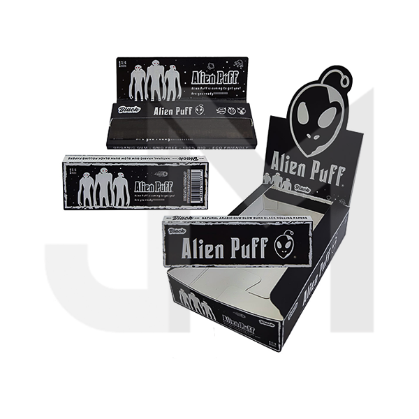 Alien Puff 1 1/4 Size Black Rolling Papers 25 Booklets (HP2125) Alien Puff 1 1/4 Size Black Rolling Papers 25 Booklets (HP2125)