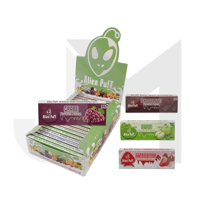 Alien Puff 1.25 Size Mixed Fruit Flavour Rolling Papers 20 Booklets (HP7901)