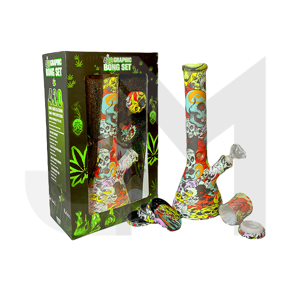 420 Graphic Glass Bong Set 14