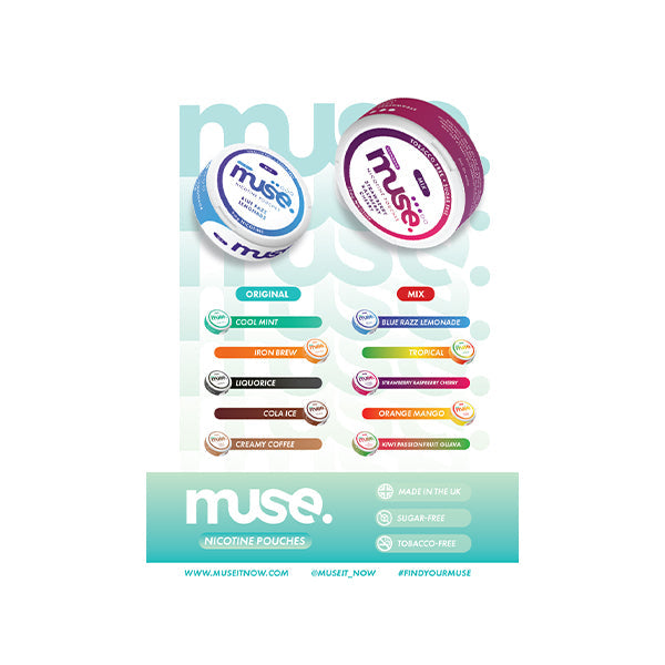 FREE Muse Nic Pouches Promotional A3 Poster - For Your Business! 2 Per Customer