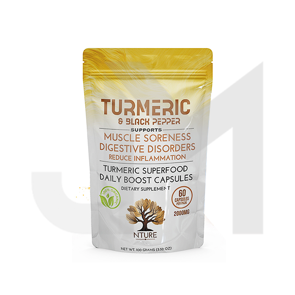 NTURE 2000mg Turmeric & Black Pepper Capsules - 60 Caps