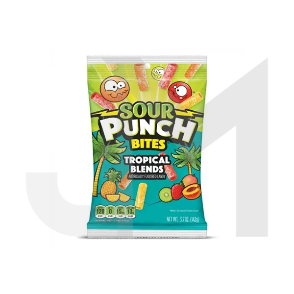 USA Sour Punch Bites Tropical Blends Share Bags - 142g - Best Before date