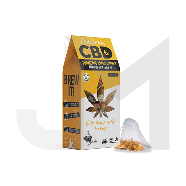 Equilibrium CBD 48mg Full Spectrum Turmeric & Ginger Tea Bags Box of 12