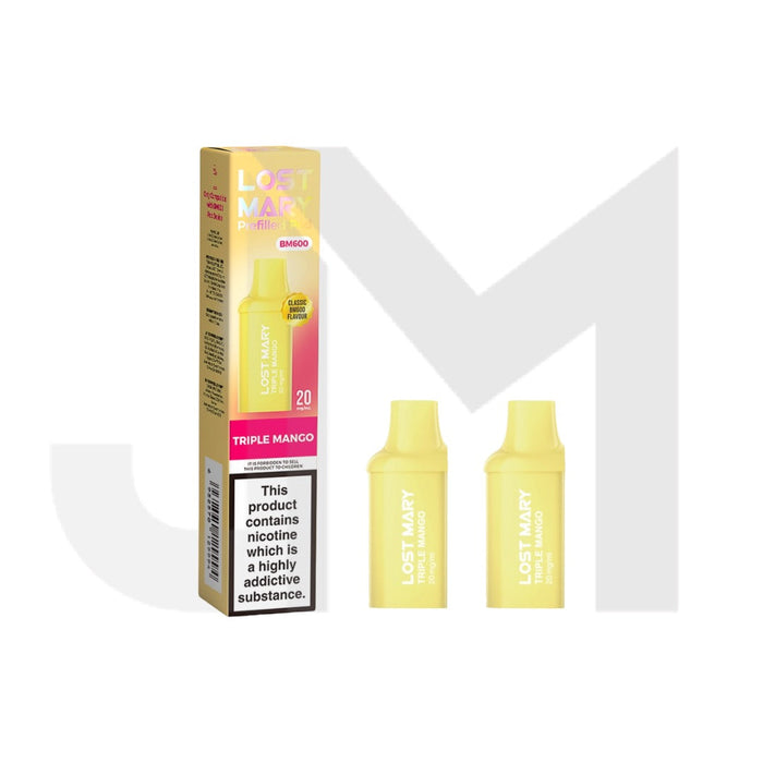 20mg Lost Mary BM600 Prefilled Replacement Pods 1200 Puffs - 2 Pcs