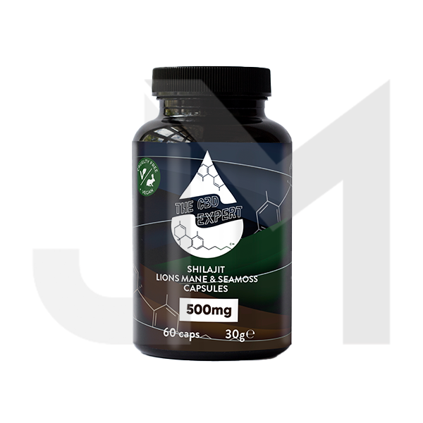 The CBD Expert 500mg Shilajit Lions Mane & Seamoss Capsules - 60 Caps