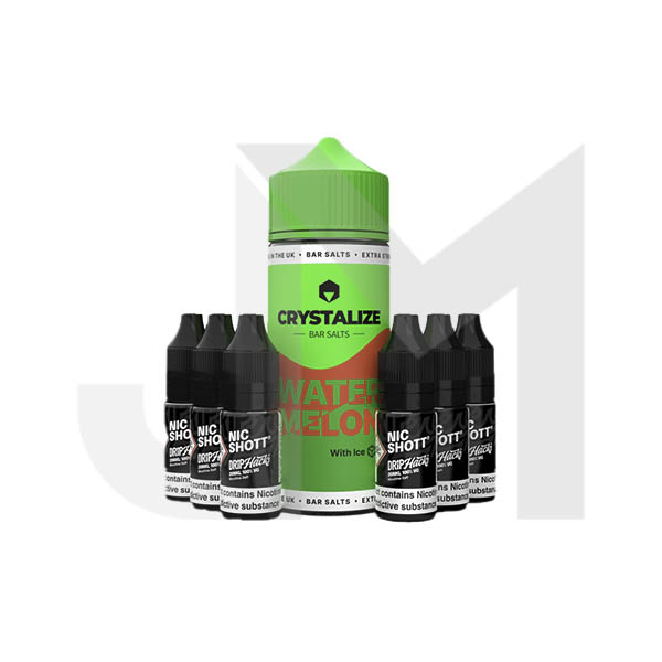 0mg Crystalize Bar Salts 120ml Longfill (50VG/50PG) + 6x Free 20mg Nicotine Shots 10ml