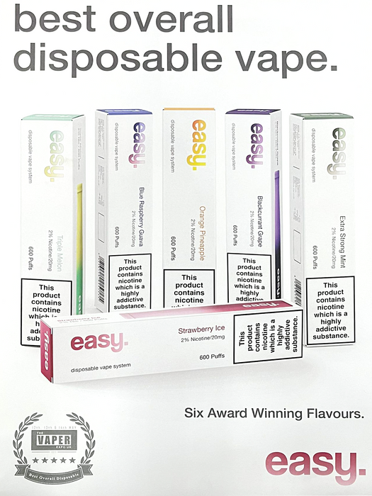 FREE Easy. Disposable Vape 600 Puffs A3 Promotional Poster - For Your Business!
