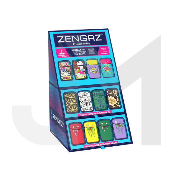 Zengaz Cube ZL-12 Royal Jet (EU-S5) - Jet Flame Lighters Bundle + 48 Lighters with Cube display stand