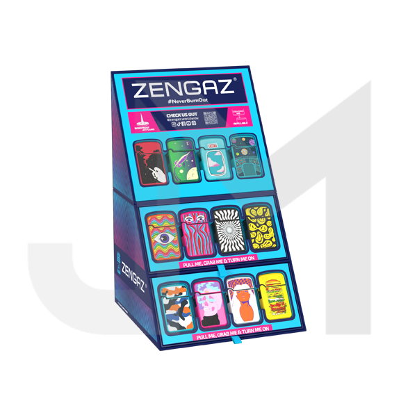 Zengaz Cube ZL-12 Royal Jet (EU-S6) - Jet Flame Lighters Bundle + 48 Lighters with Cube display stand