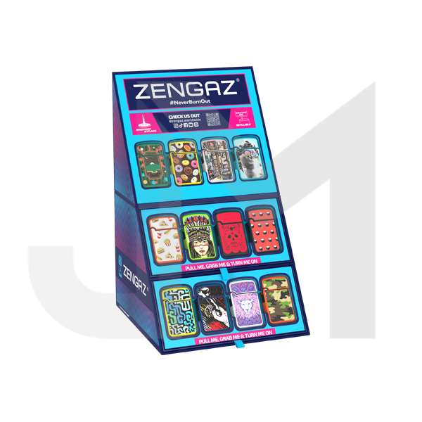 Zengaz Cube ZL-12 Royal Jet (EU-S7) - Jet Flame Lighters Bundle + 48 Lighters with Cube display stand