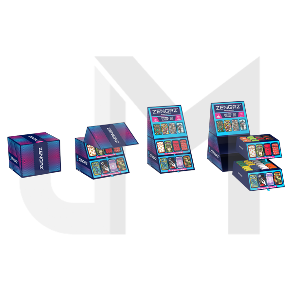 Zengaz Cube ZL-12 Royal Jet (EU-S7) - Jet Flame Lighters Bundle + 48 Lighters with Cube display stand