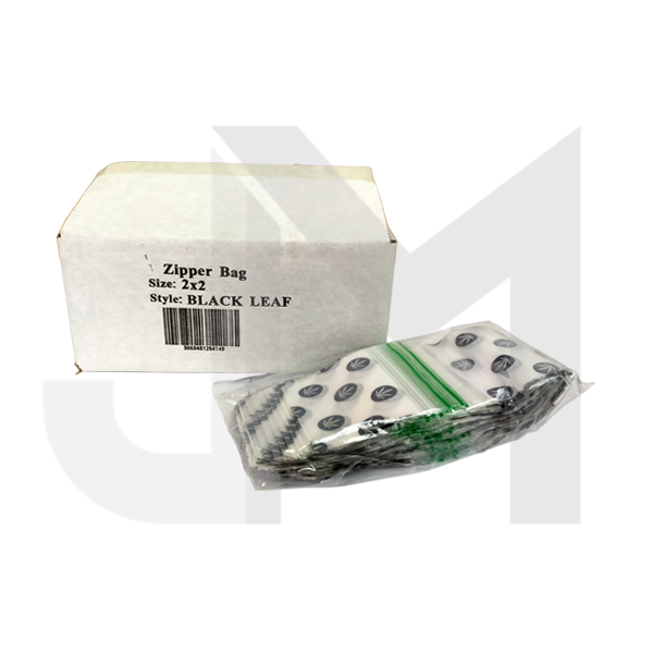 Zipper Branded 2 x 2 White Leaf Bags