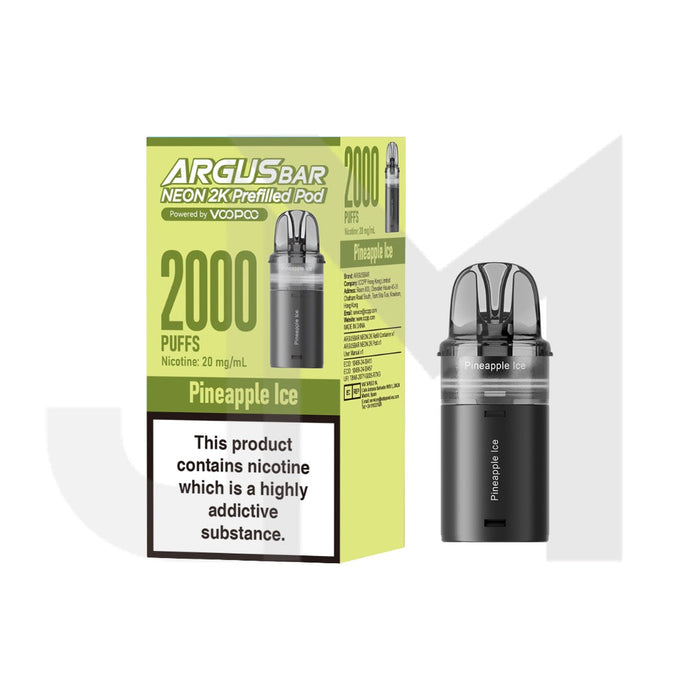 20mg Voopoo Argus Bar Neon 2K Prefilled Pods