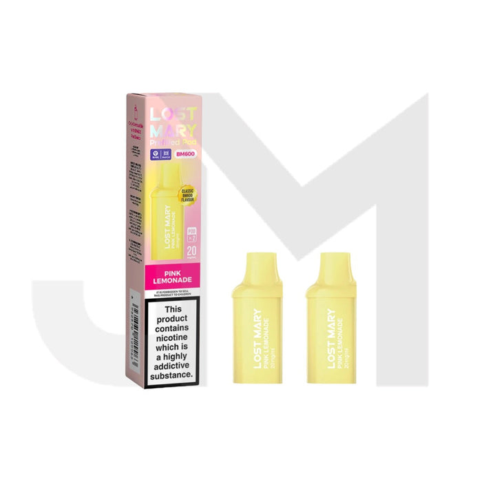 20mg Lost Mary BM600 Prefilled Replacement Pods 1200 Puffs - 2 Pcs